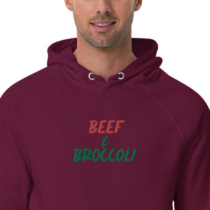 Unisex "Beef & Broccoli" Stitched Eco Raglan Hoodie - THE CORNBREAD KITCHEN SHOP